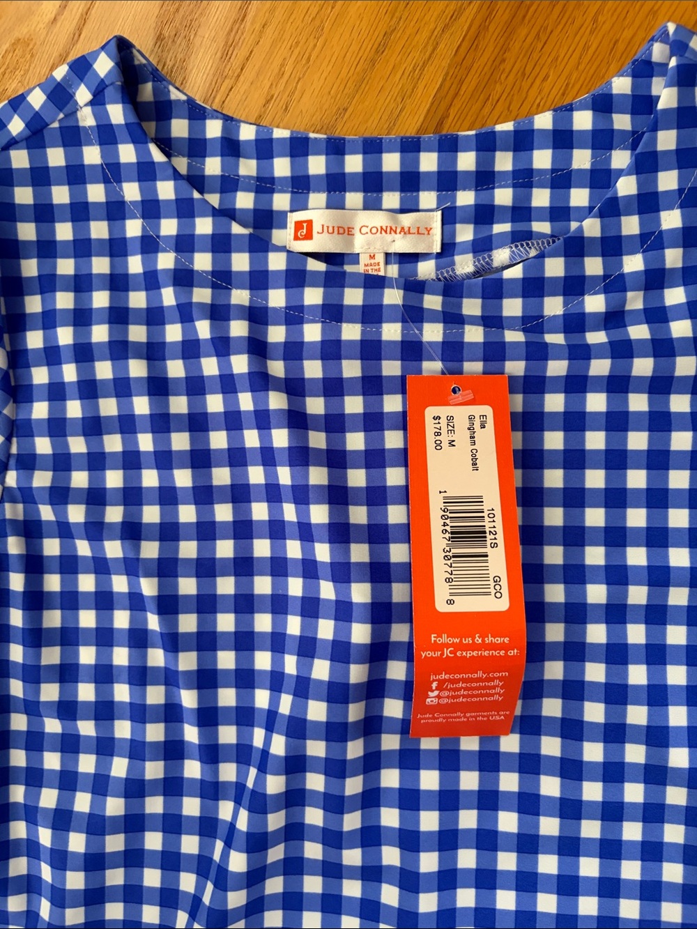 JUDE CONNALLY ella dress size medium NWT gingham cobalt patriotic - Picture 2 of 6